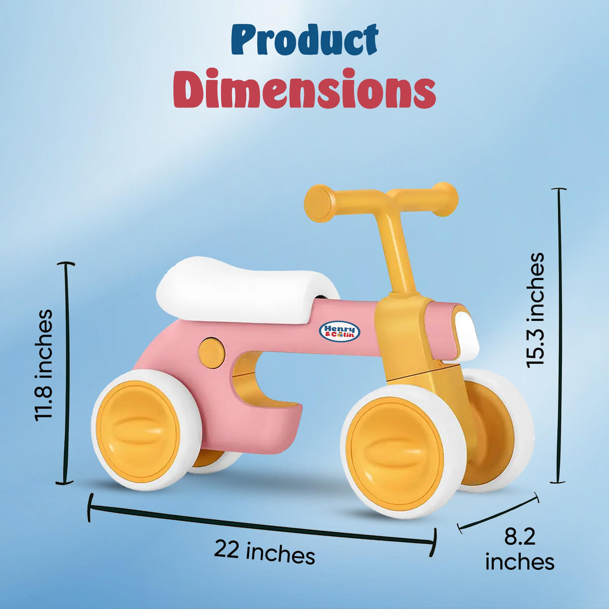 4 Wheel Toddler Balance Bike with Lights Music Soft Seat Pink A192312
