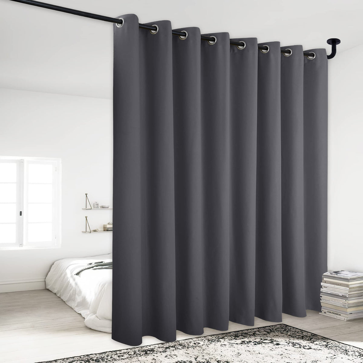 Grey 120 by 84 Inch Blackout Curtain Panel R9494