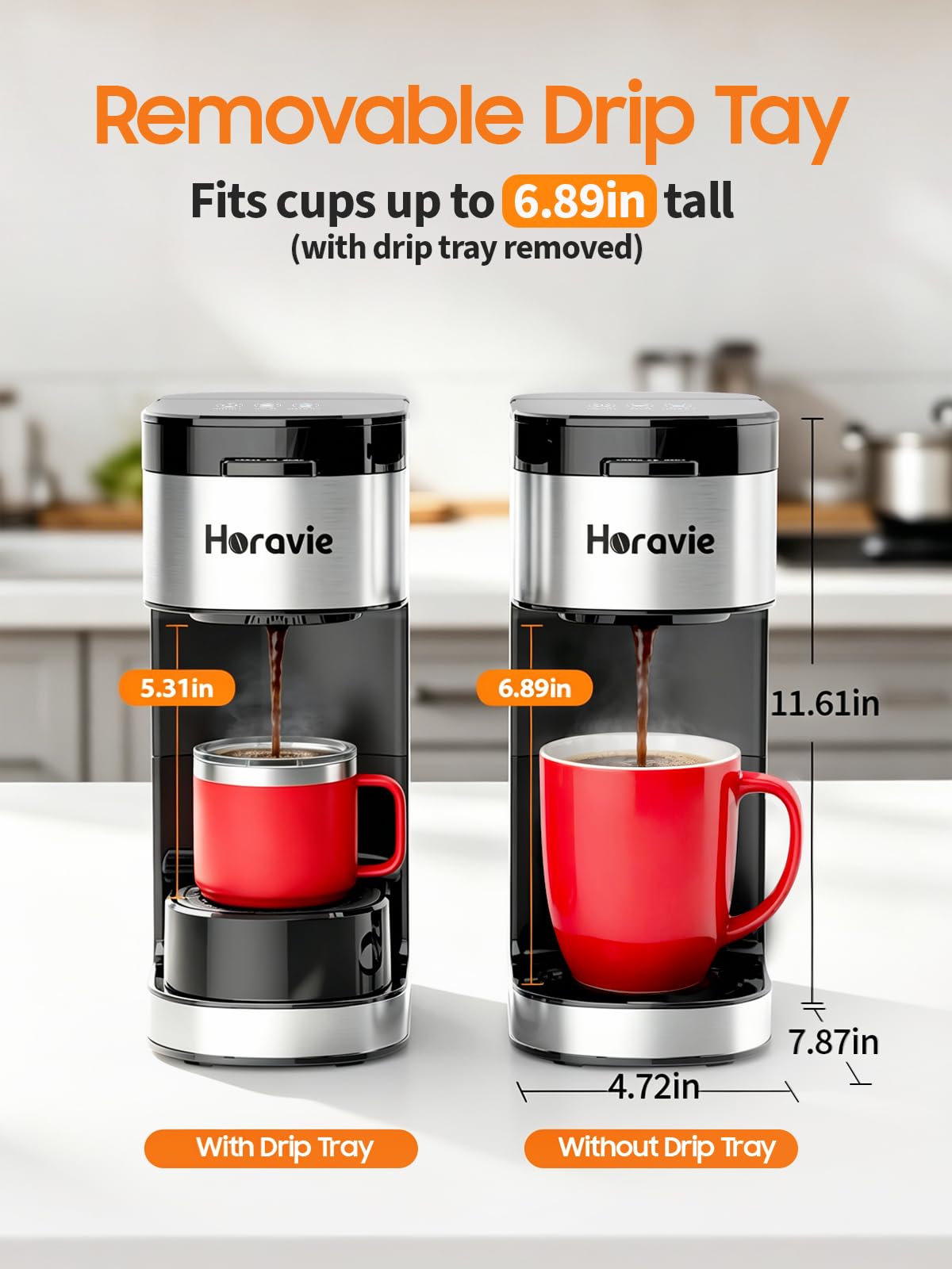 Single Serve Coffee Maker, 6 to 14 Oz, Black I7663