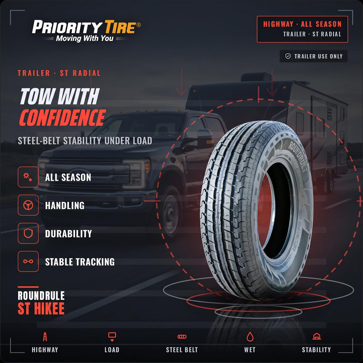 2 x ST205/75R15 All Season 10 Ply Tires C70372