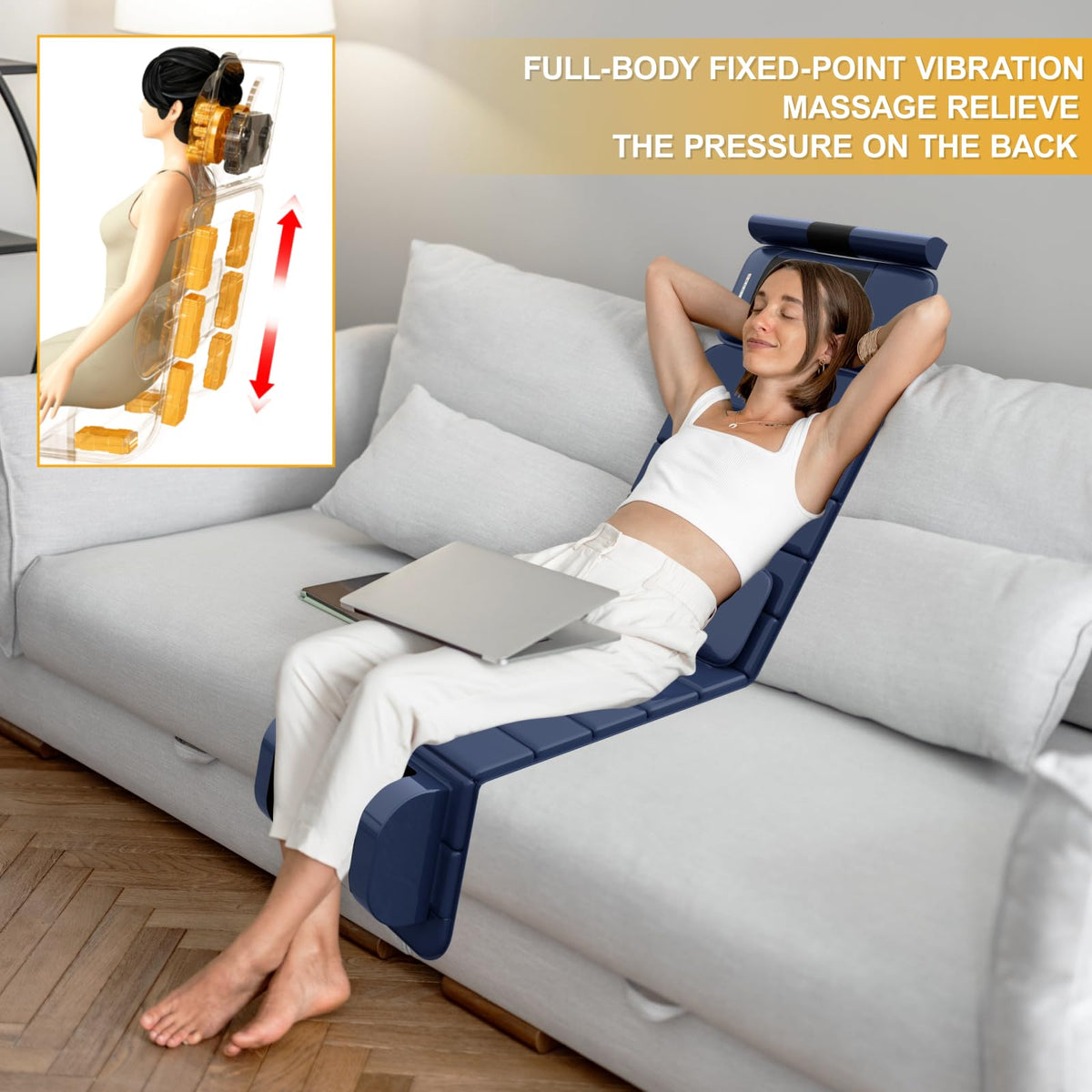 Full Body Massage Mat with Heat, 9 Vibrating Modes, Detachable Neck Massager V913614
