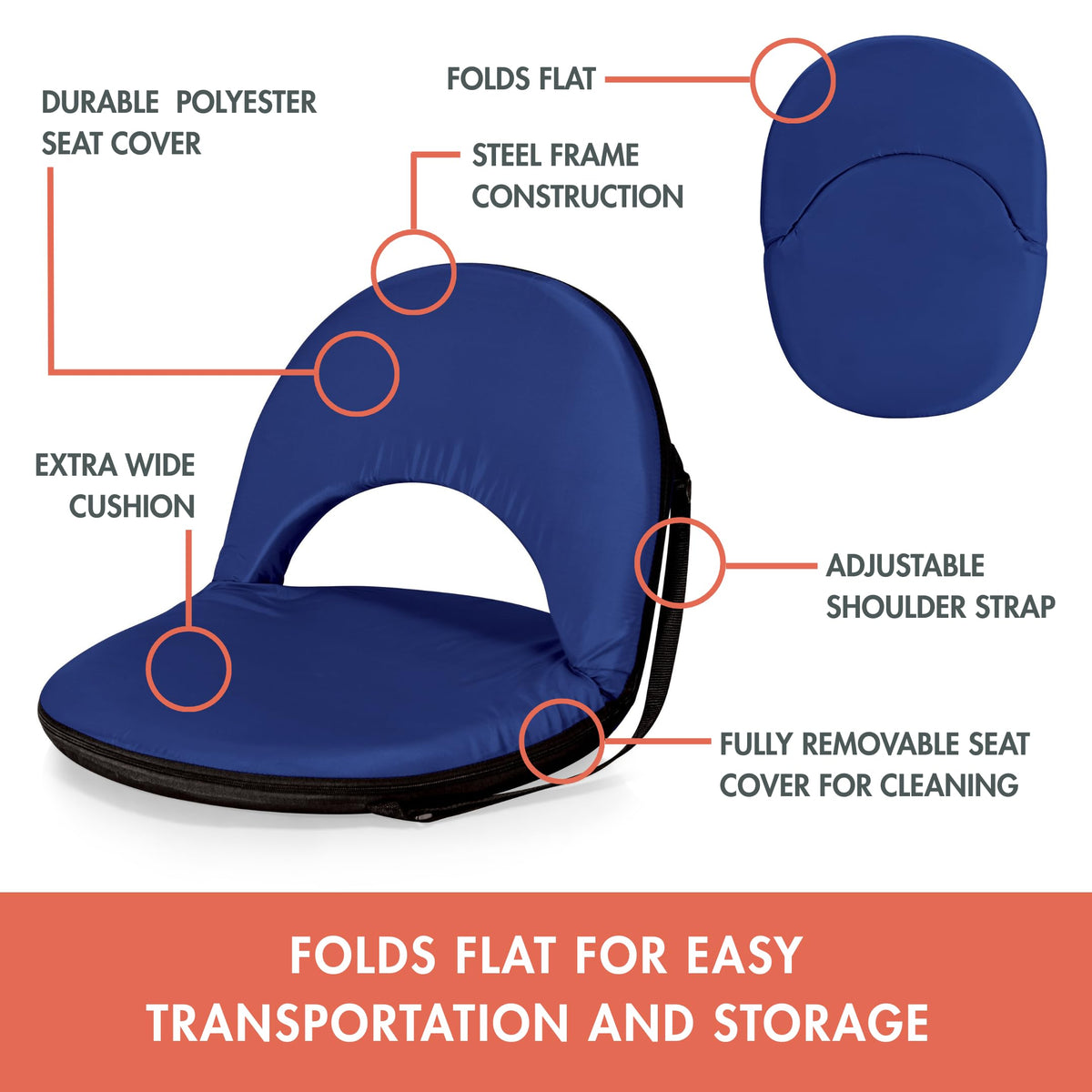 Portable Reclining Stadium Seat with Back Support P768134