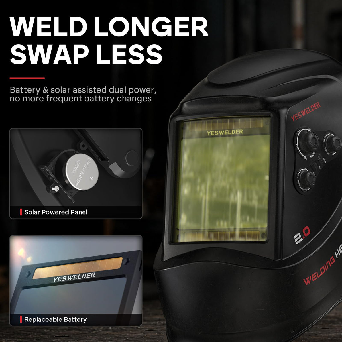 Auto Darkening Welding Helmet Large View O66201