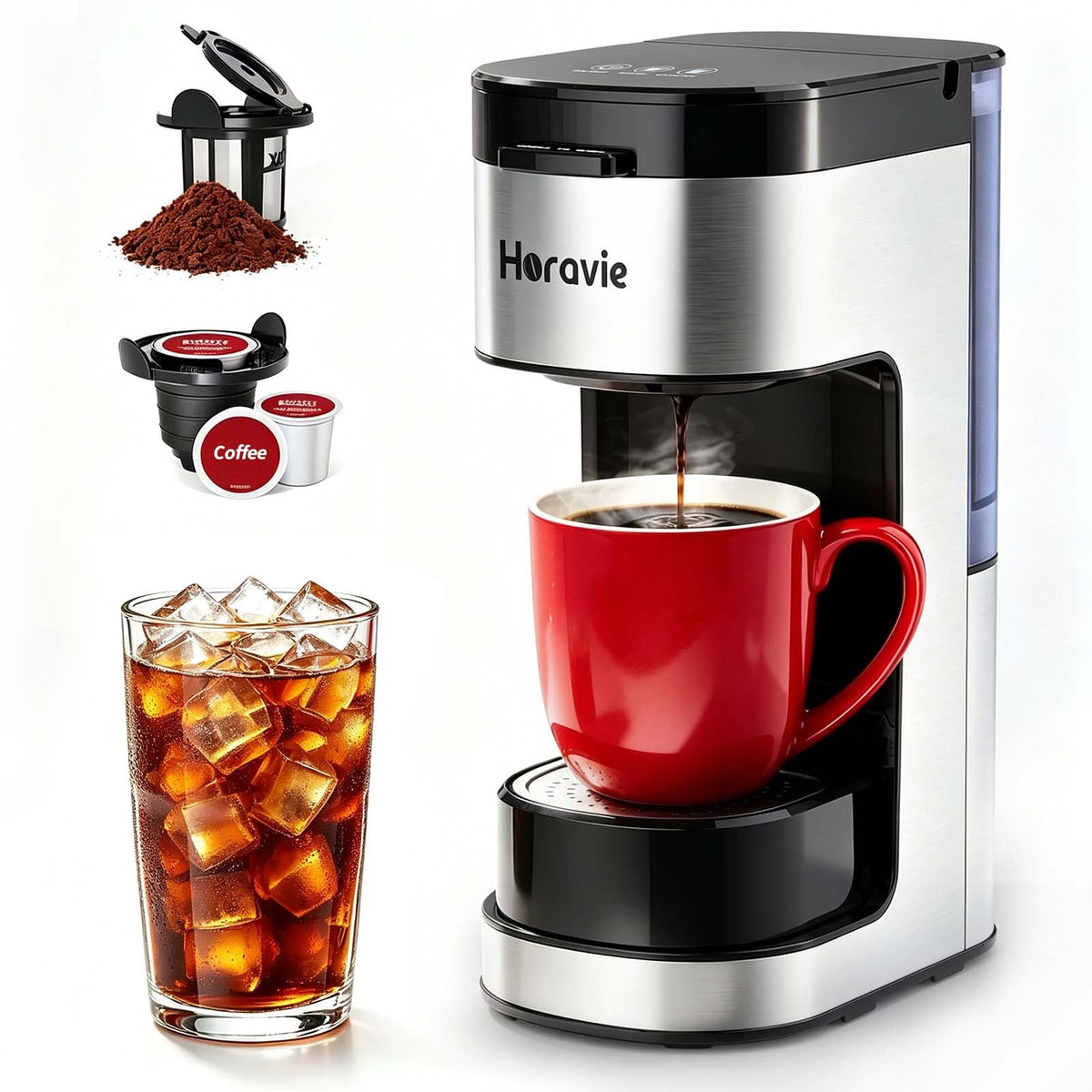 Single Serve Coffee Maker, 6 to 14 Oz, Black I7663