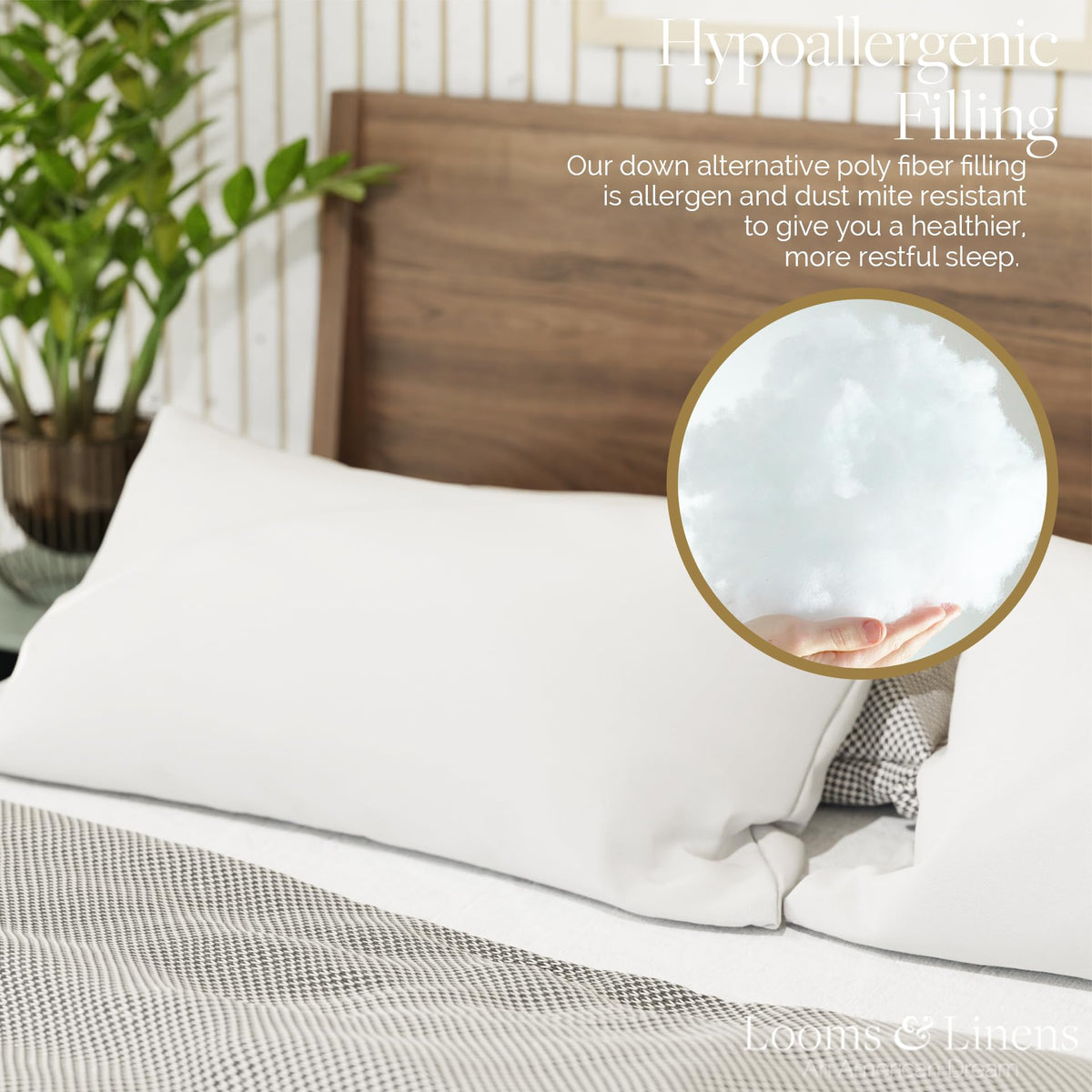 King Size Pillows Set of 2 20 x 36 Hypoallergenic Down Alternative Pillow Inserts B5381