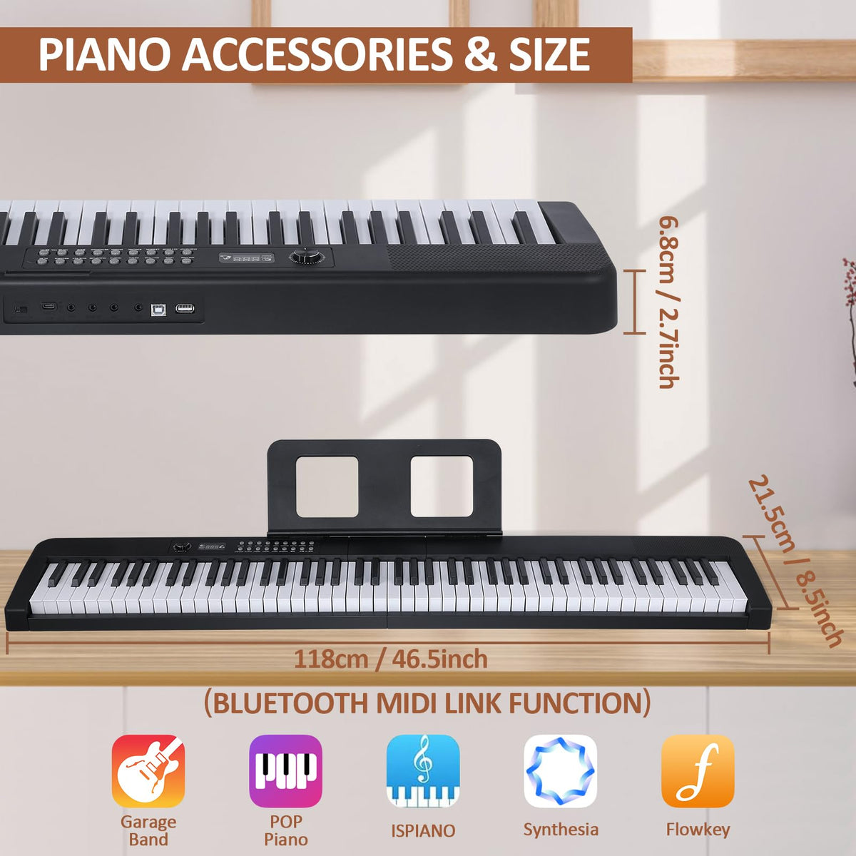 88 Key Electric Digital Piano with Semi Weighted Keys F4107