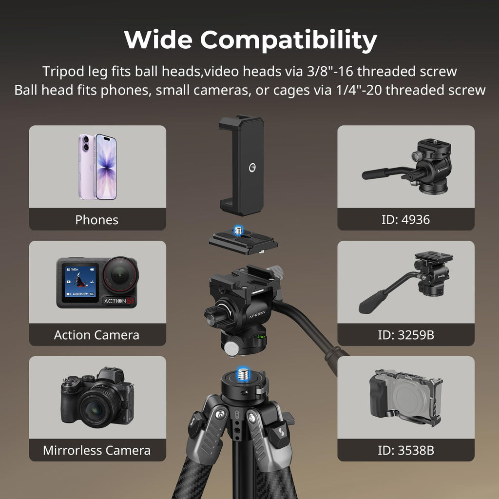 Carbon Fiber Video Tripod with Fluid Head P3573