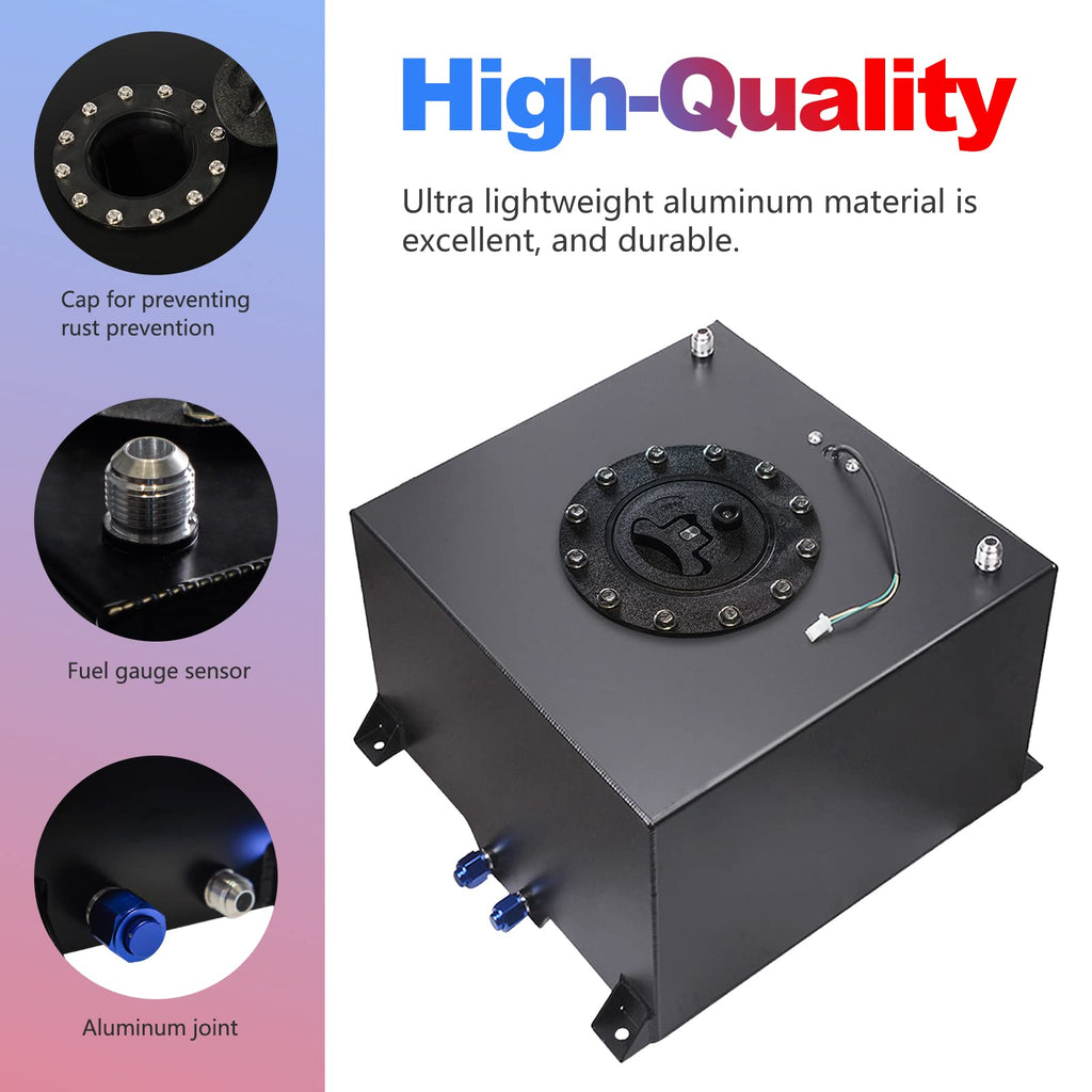 5 Gallon 20L Polished Aluminum Fuel Cell Tank with Cap Level Sender Oil Feed Line M893453