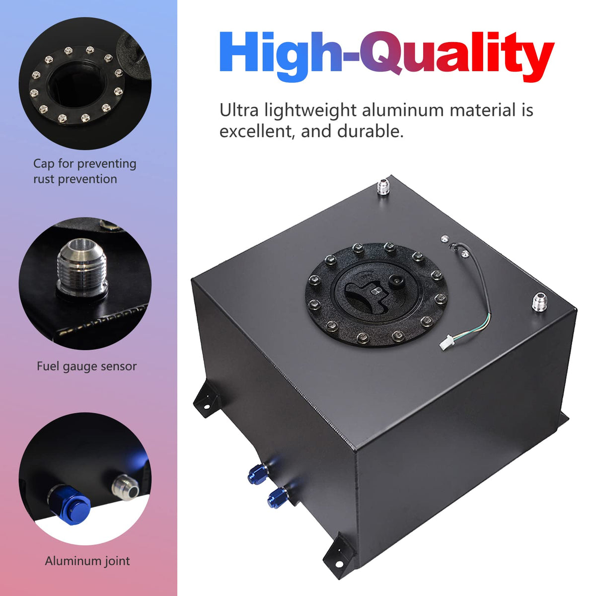 5 Gallon 20L Polished Aluminum Fuel Cell Tank with Cap Level Sender Oil Feed Line M893453