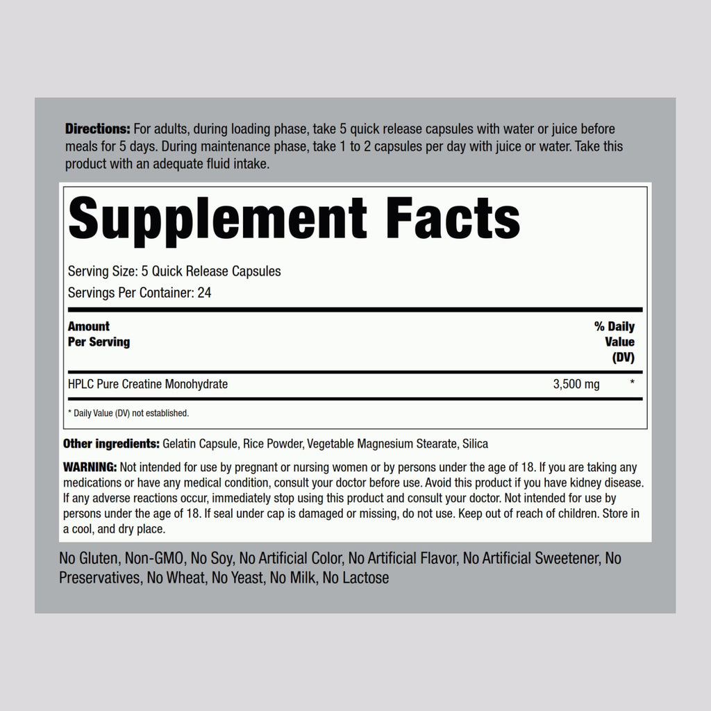 Creatine Monohydrate Capsules 3500 mg 120 Pills D52667