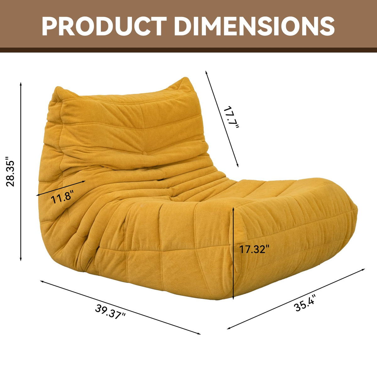 Yellow Memory Foam Bean Bag Chair R95895
