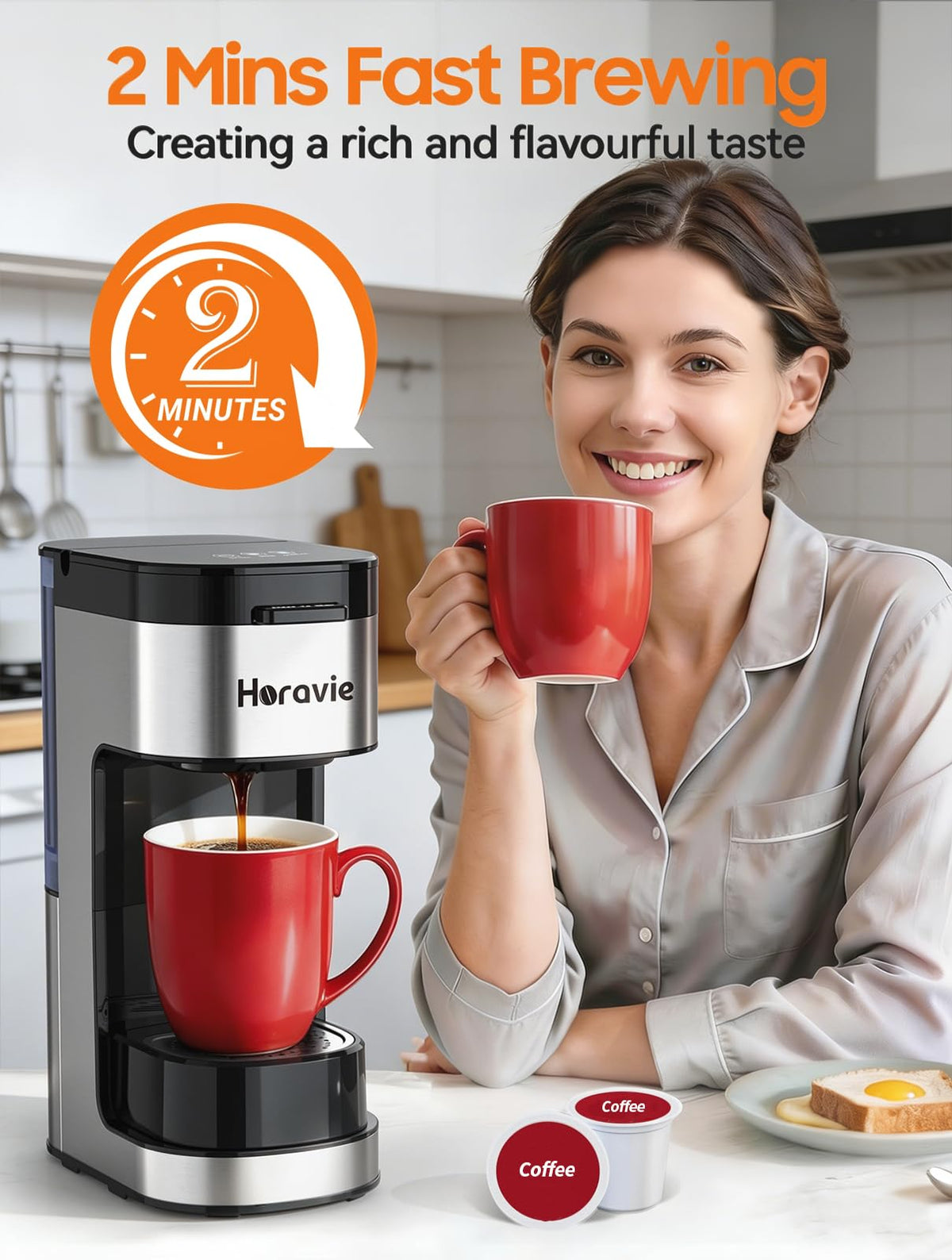 Single Serve Coffee Maker, 6 to 14 Oz, Black I7663