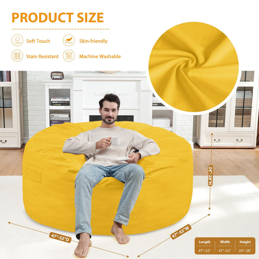 5FT Memory Foam Bean Bag Chair with Dutch Velvet Cover B589740