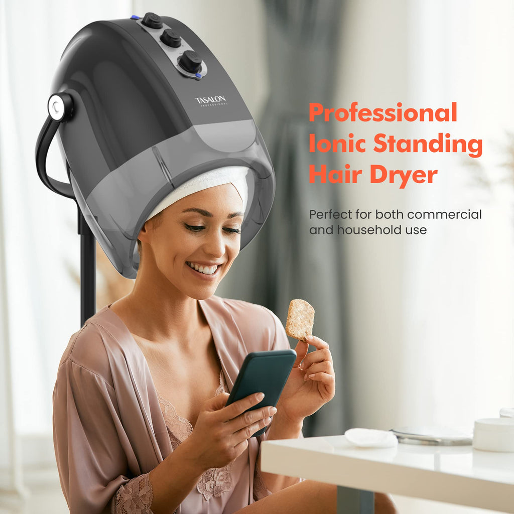 Gray Ionic Hooded Hair Dryer with 3 Temperature Settings S68062