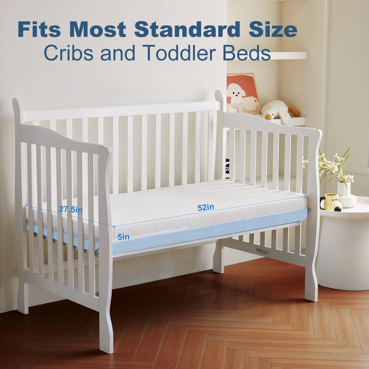 Dual Sided Breathable Crib Mattress, Standard Size 52x28x5 Inch Y661841