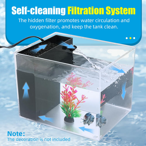 1 Gallon Betta Fish Tank with LED Light and Water Filter Pump S3059