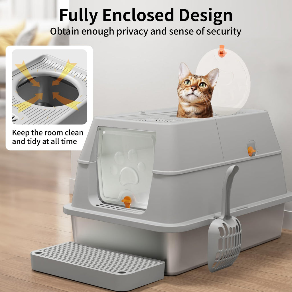 Stainless Steel XL Cat Litter Box with Lid H533