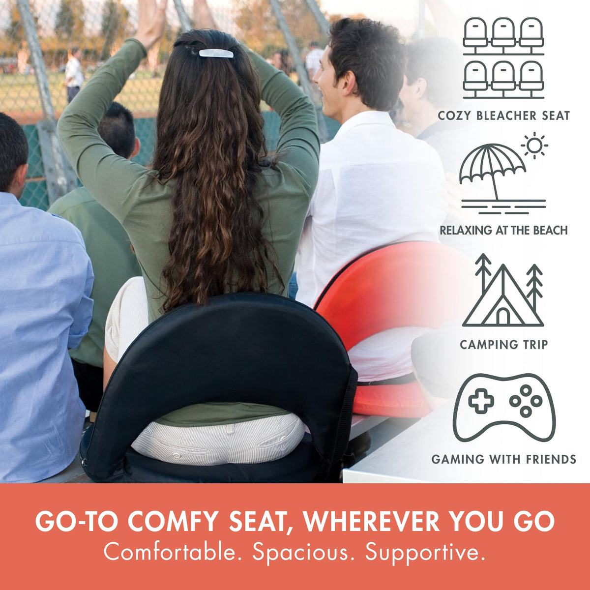 Portable Reclining Stadium Seat with Back Support P768134