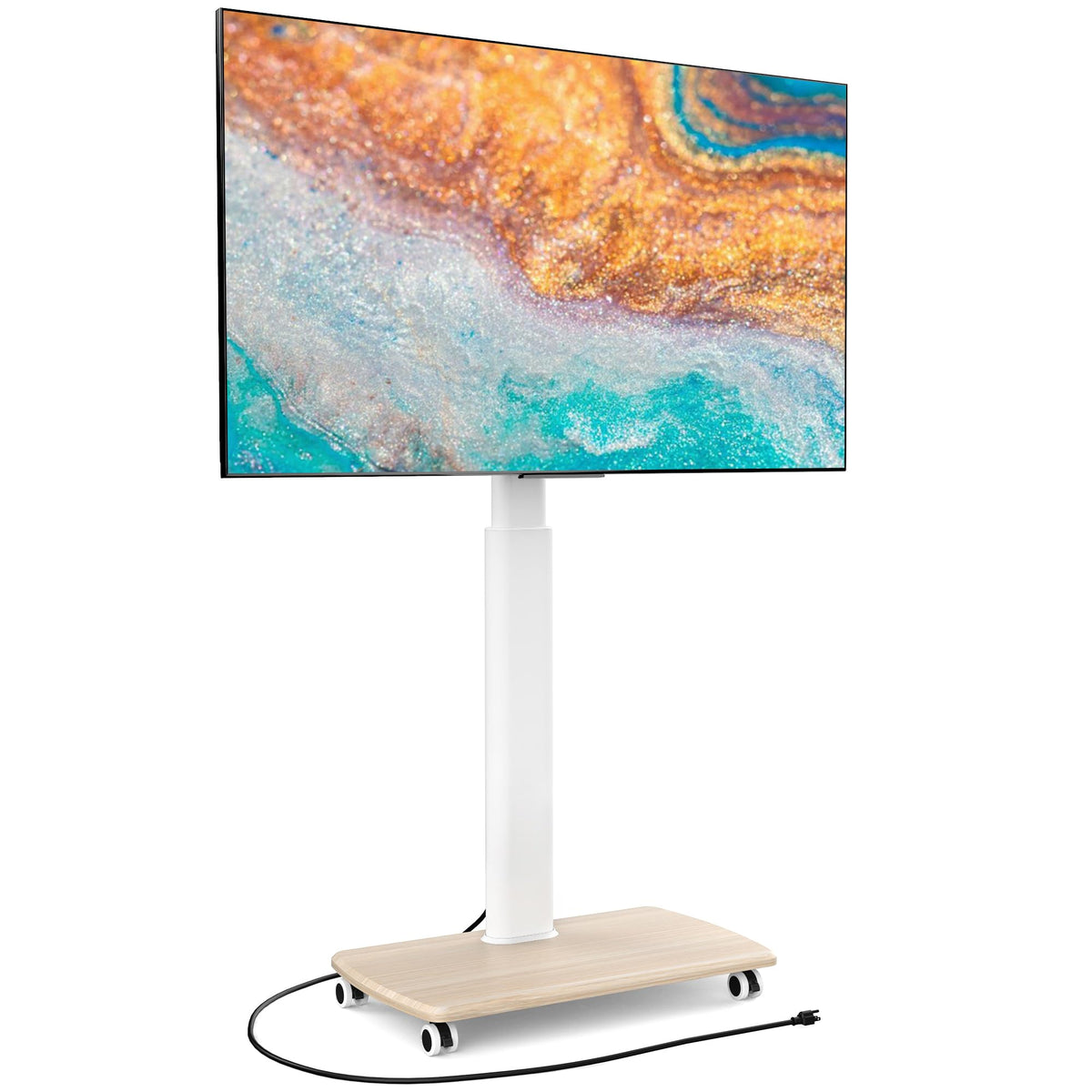 White Rolling TV Stand for 32-75 Inch TVs Q783