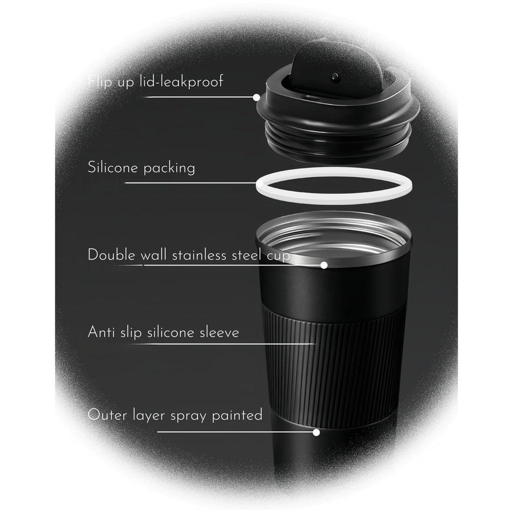 Stainless Steel Insulated Travel Coffee Mug Flip up Tumbler, Double wall Leak Proof Vacuum Cup Keep Drink Cold and Hot (Red, 17 Ounces) F643