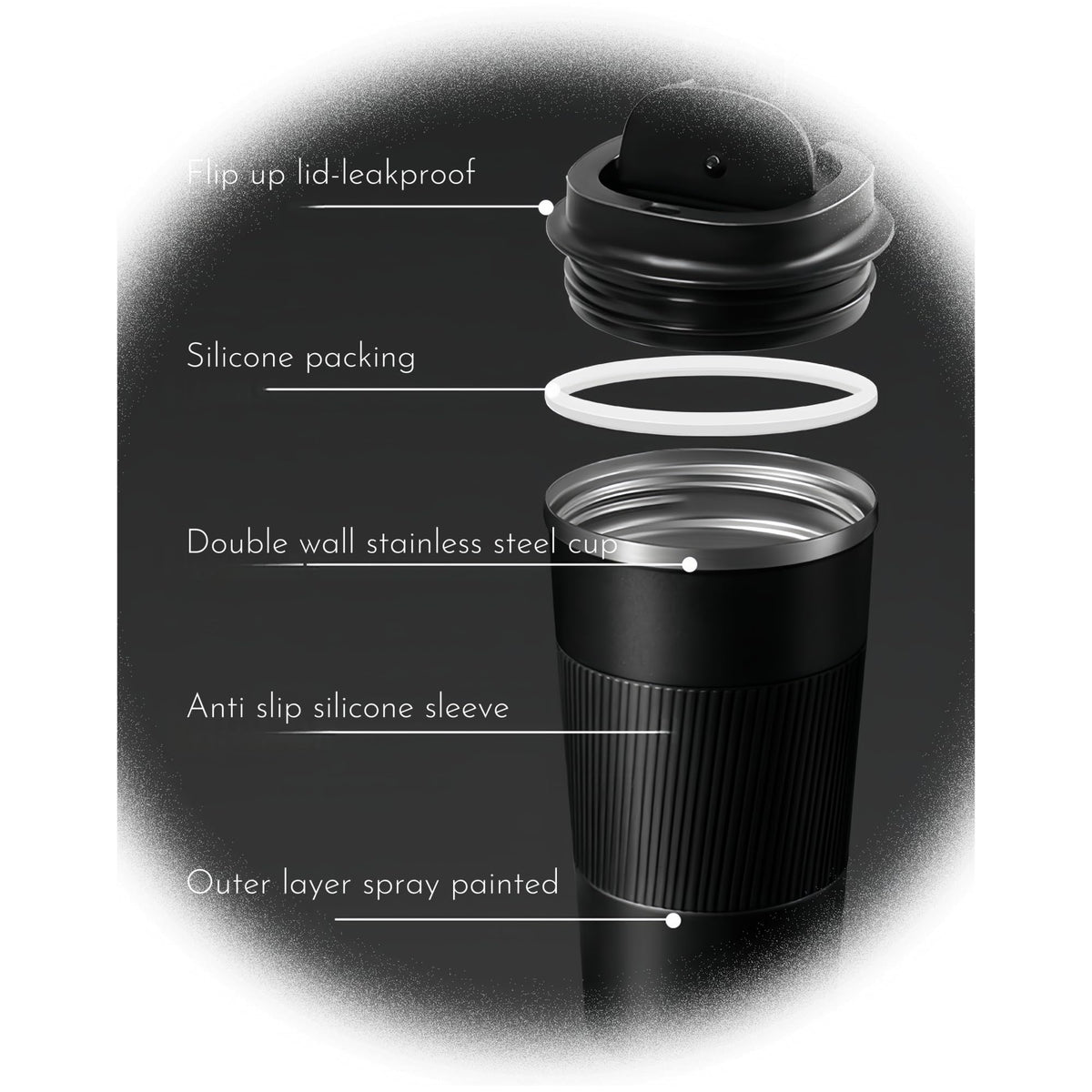 Stainless Steel Insulated Travel Coffee Mug Flip up Tumbler, Double wall Leak Proof Vacuum Cup Keep Drink Cold and Hot (Red, 17 Ounces) F643