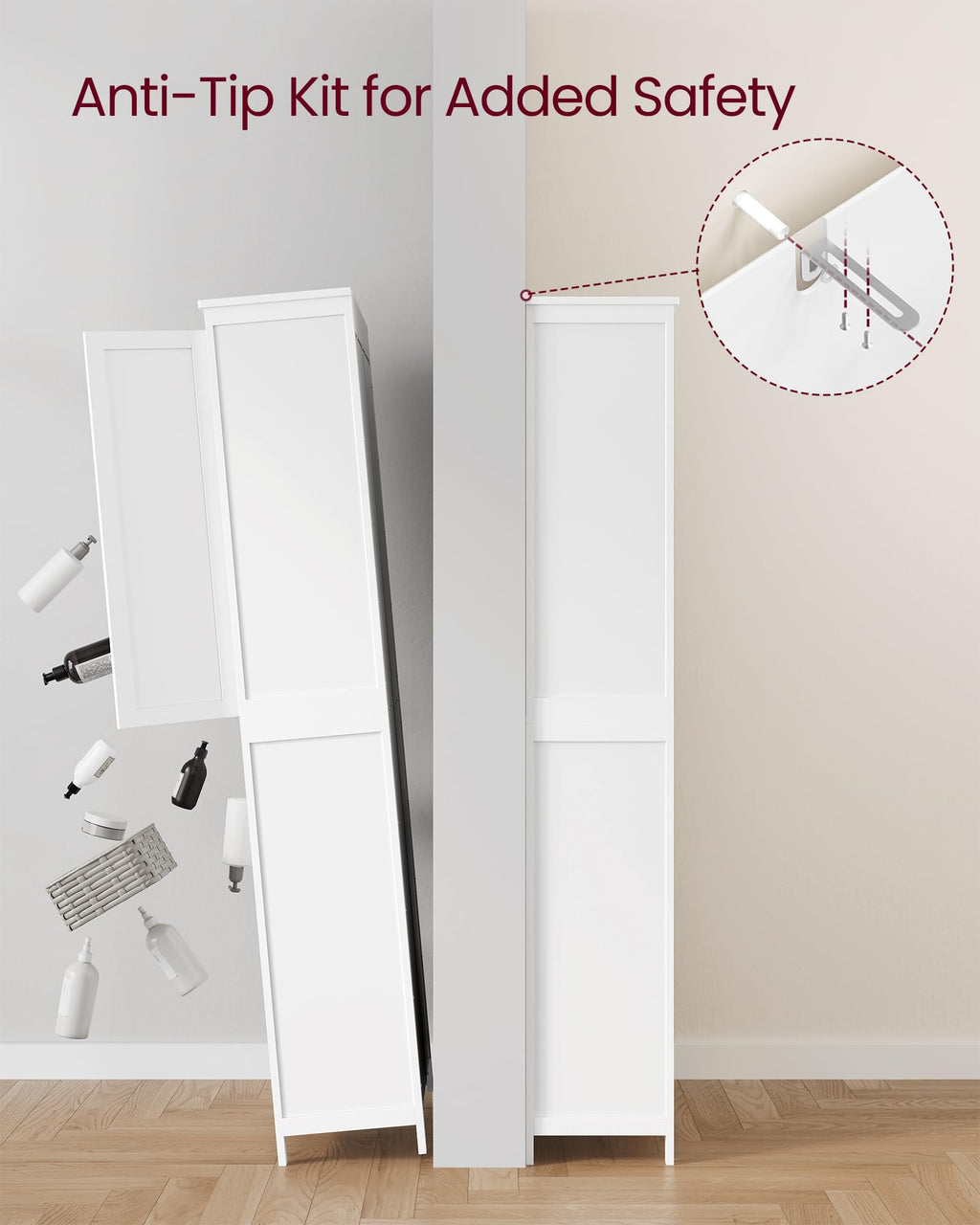 Tall Storage Cabinet with 4 Doors and 4 Adjustable Shelves B97348