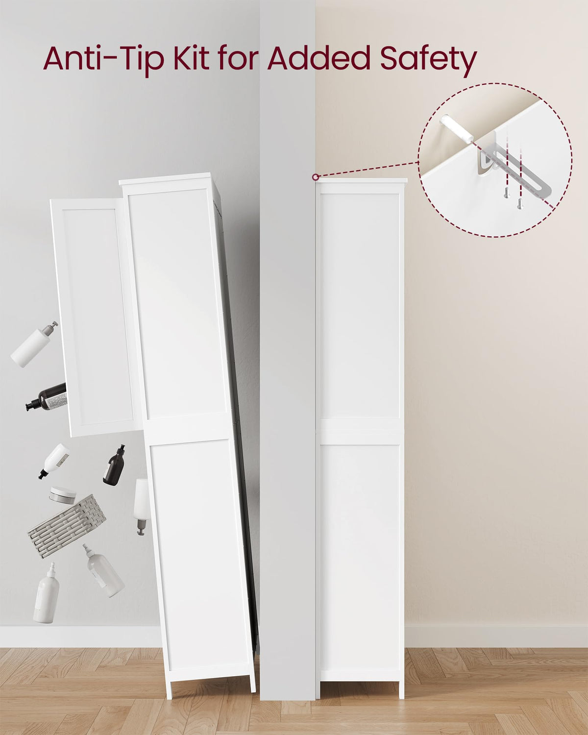 Tall Storage Cabinet with 4 Doors and 4 Adjustable Shelves B97348