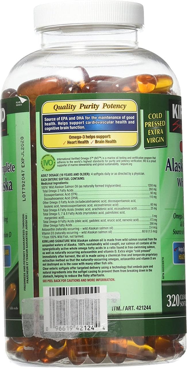 Wild Alaskan Salmon Oil 1200mg 320 Enteric Coated Softgels E99194