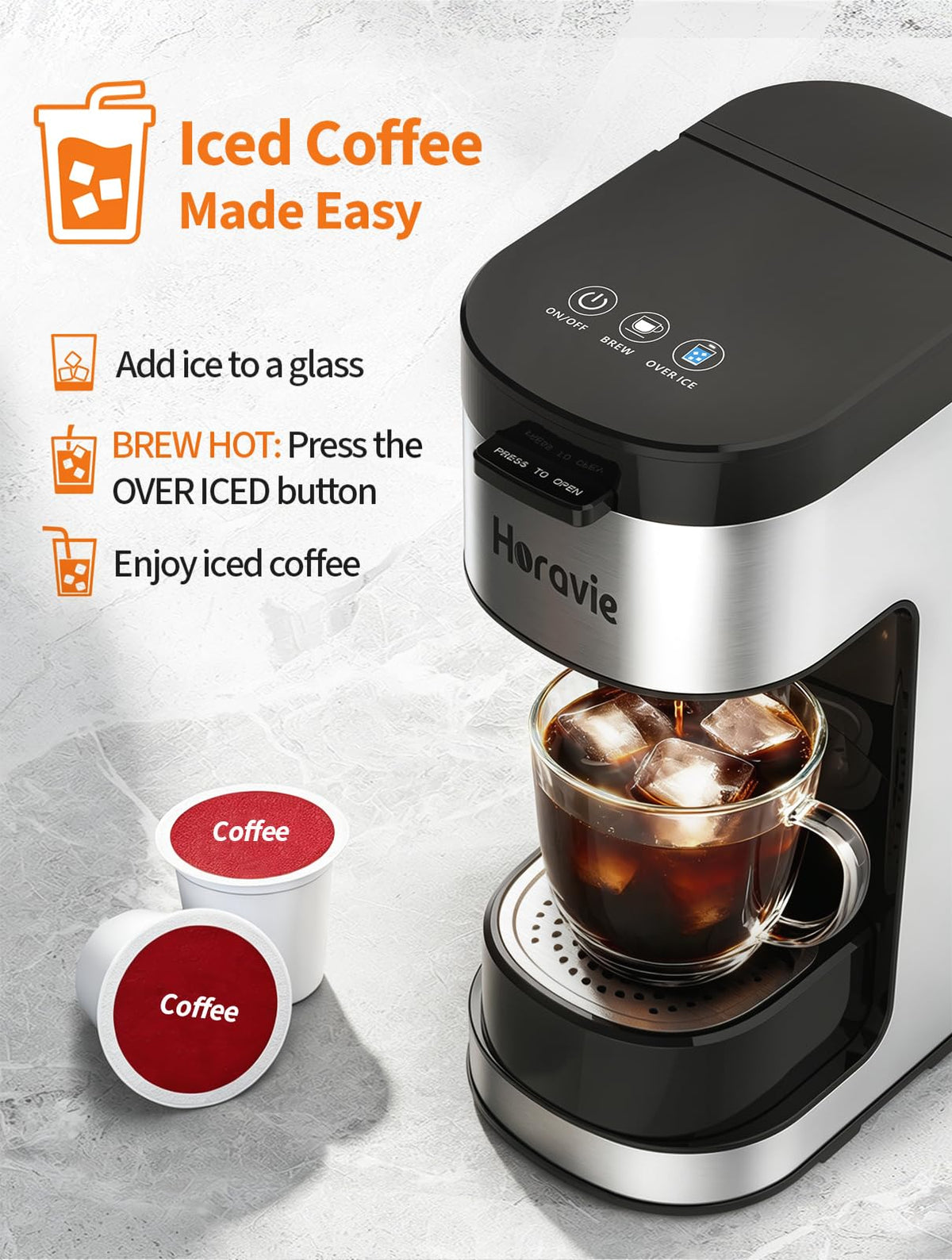 Single Serve Coffee Maker, 6 to 14 Oz, Black I7663