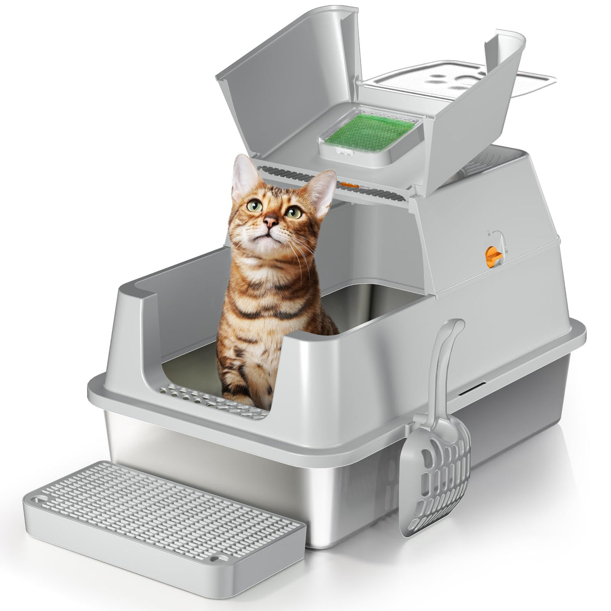 Stainless Steel XL Cat Litter Box with Lid H533