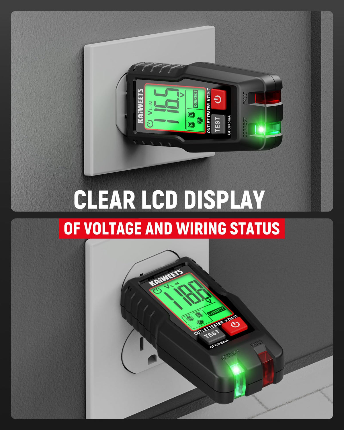 Digital Multimeter Non-Contact Voltage Tester GFCI Outlet Tester Kit W465993