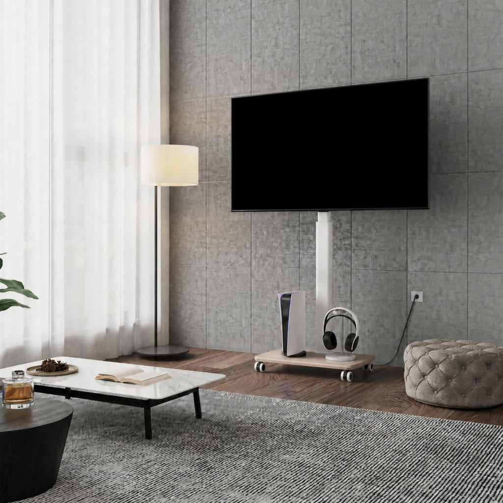 White Rolling TV Stand for 32-75 Inch TVs Q783