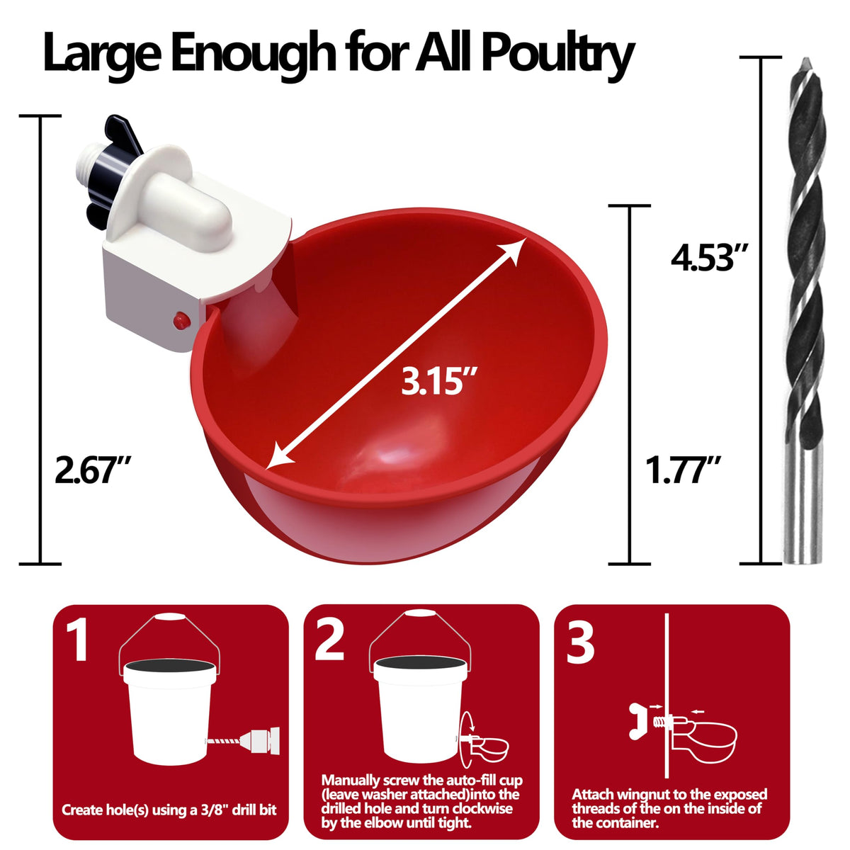16 Pack Poultry Waterer Cups with Mounting Hole Opener G962
