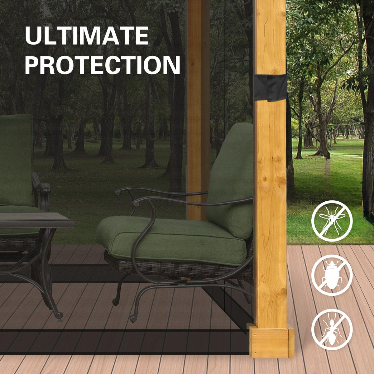 10' x 10' Black Gazebo Netting Screen Replacement E971108