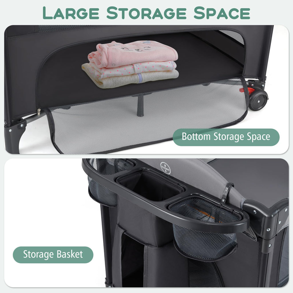 4 in 1 Pack and Play, Baby Bassinet, Bedside Sleeper, Diaper Changer H5349