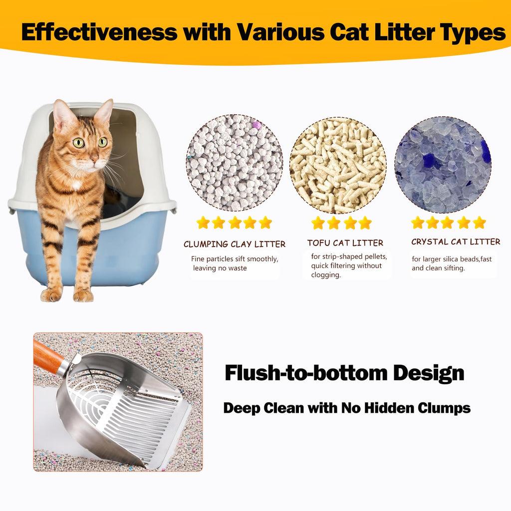 304 Stainless Steel Cat Litter Scoop with Holder Stand O223