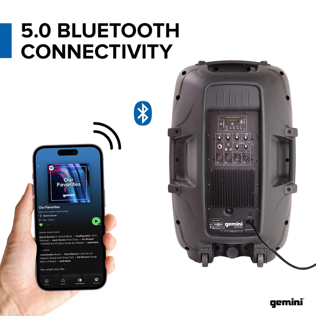 Portable Bluetooth PA Speaker System, 2000W, Black J51620
