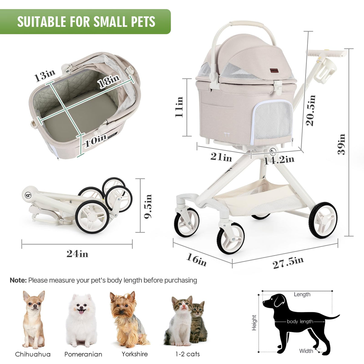 Pet Stroller for Small Dog & Cats R88306