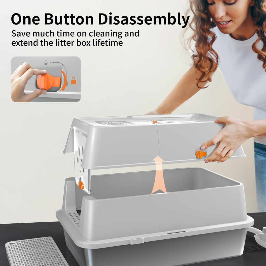 Stainless Steel XL Cat Litter Box with Lid H533