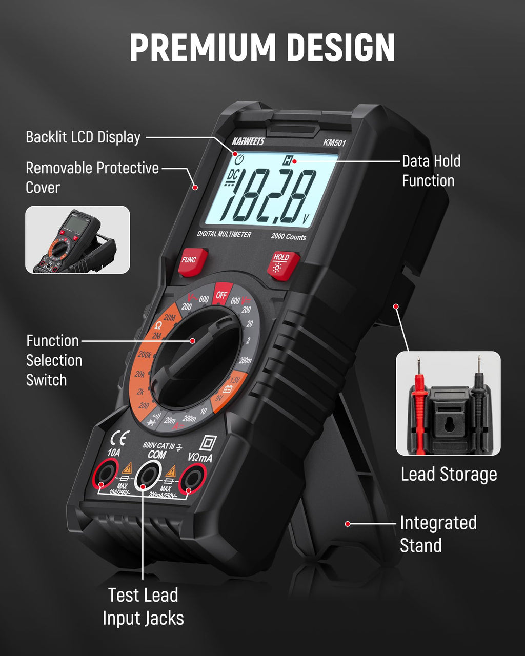 Digital Multimeter Non-Contact Voltage Tester GFCI Outlet Tester Kit W465993