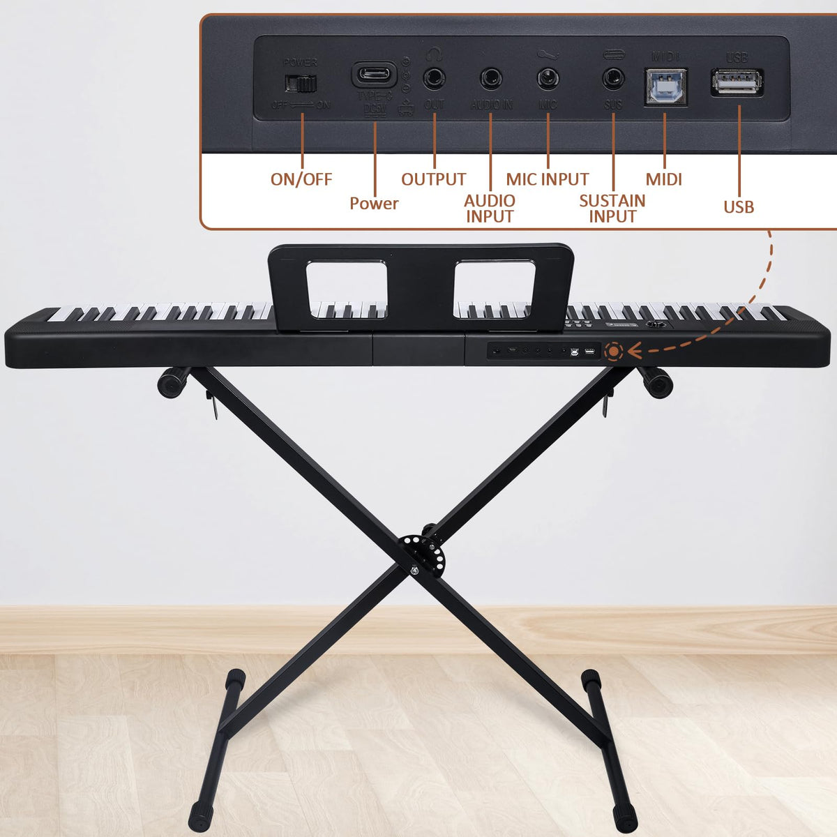 88 Key Electric Digital Piano with Semi Weighted Keys F4107
