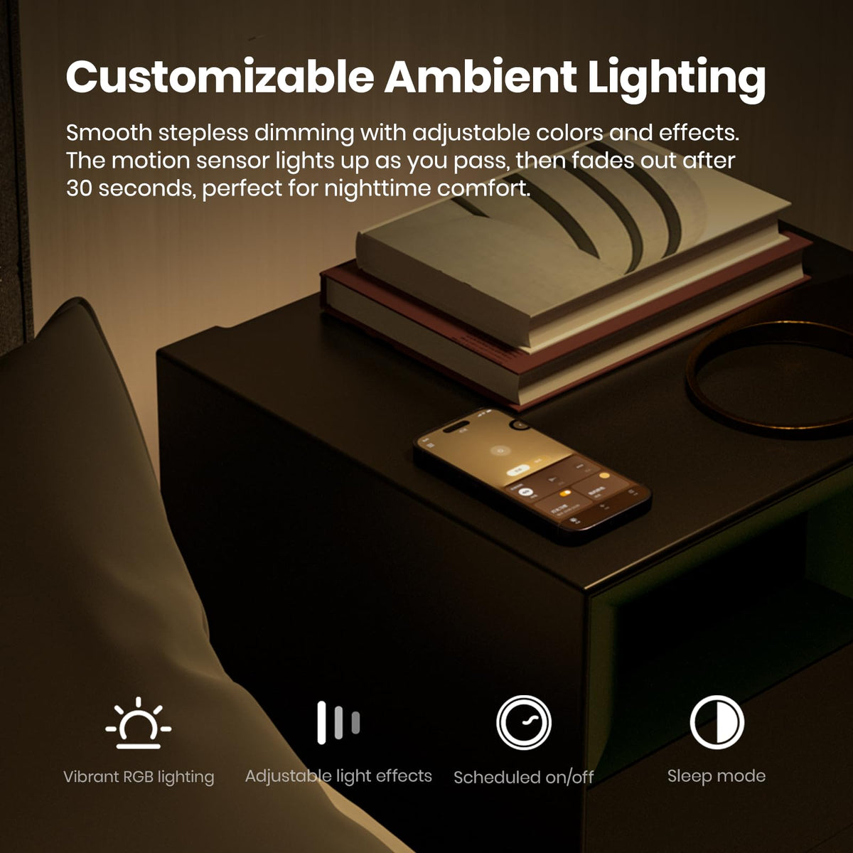 Bluetooth Wireless Charging Speaker Nightstand with 2 Drawers C45156