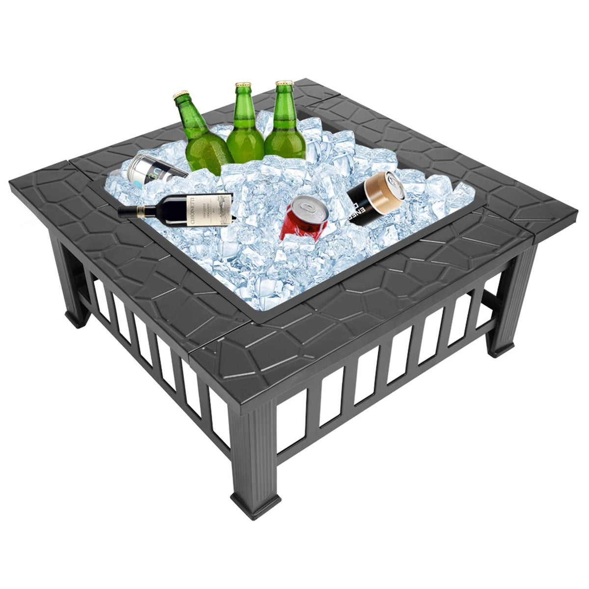 32 Inch Square Wood Burning Iron Fire Pit T110339