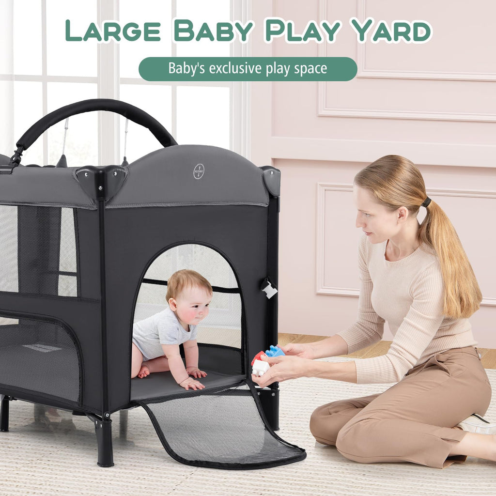 4 in 1 Pack and Play, Baby Bassinet, Bedside Sleeper, Diaper Changer H5349