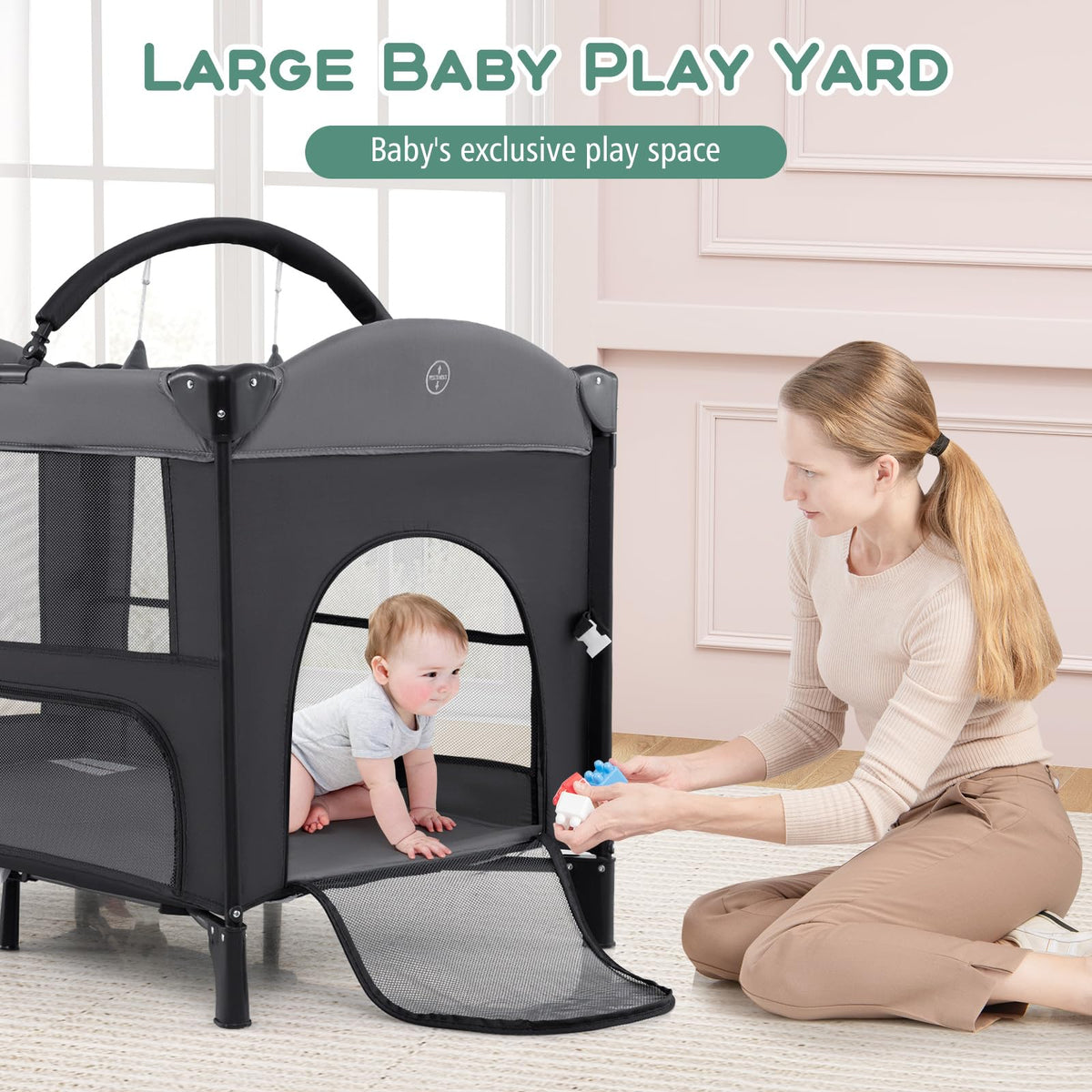 4 in 1 Pack and Play, Baby Bassinet, Bedside Sleeper, Diaper Changer H5349