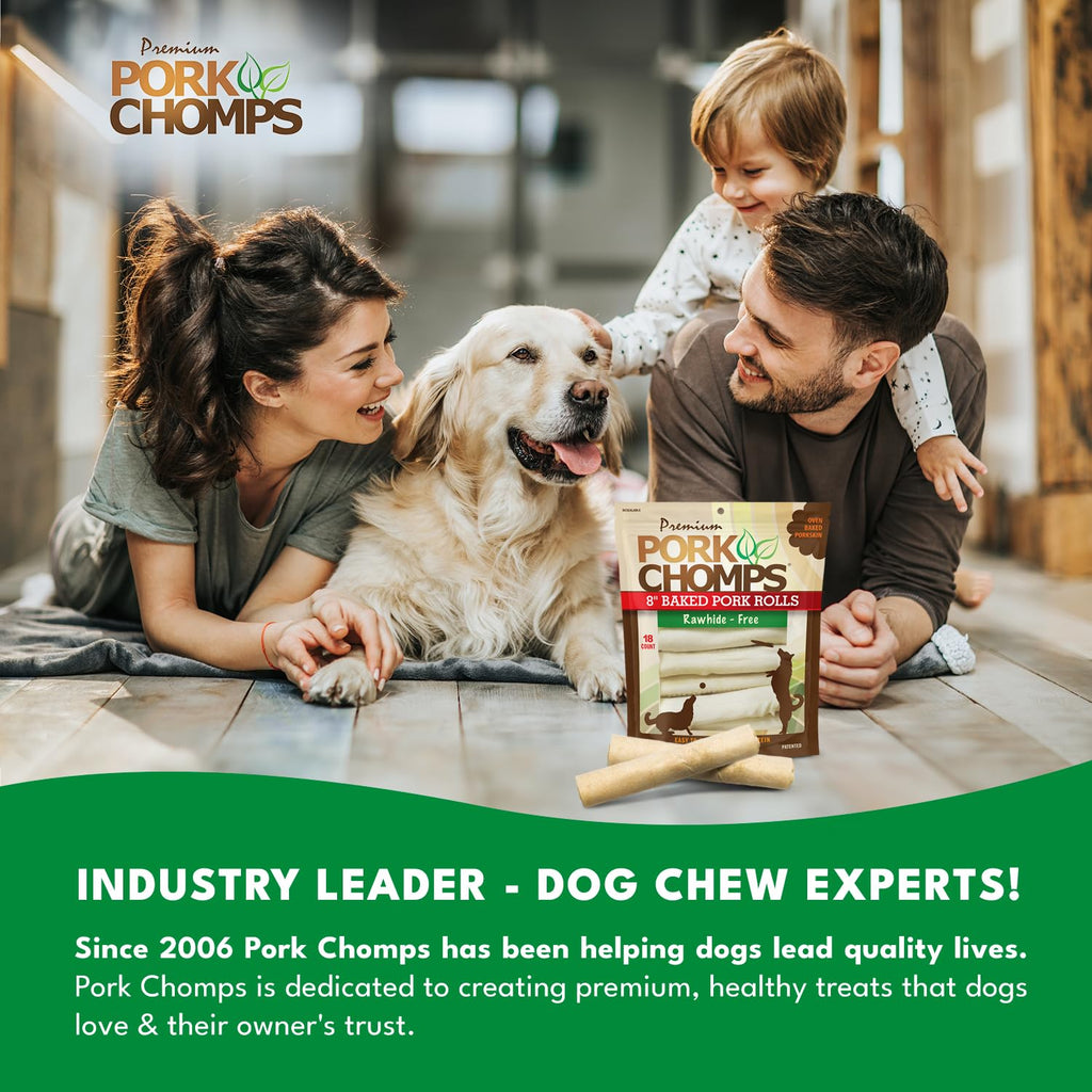 Pork Skin Dog Chews, 8in Rolls, 18ct K9380