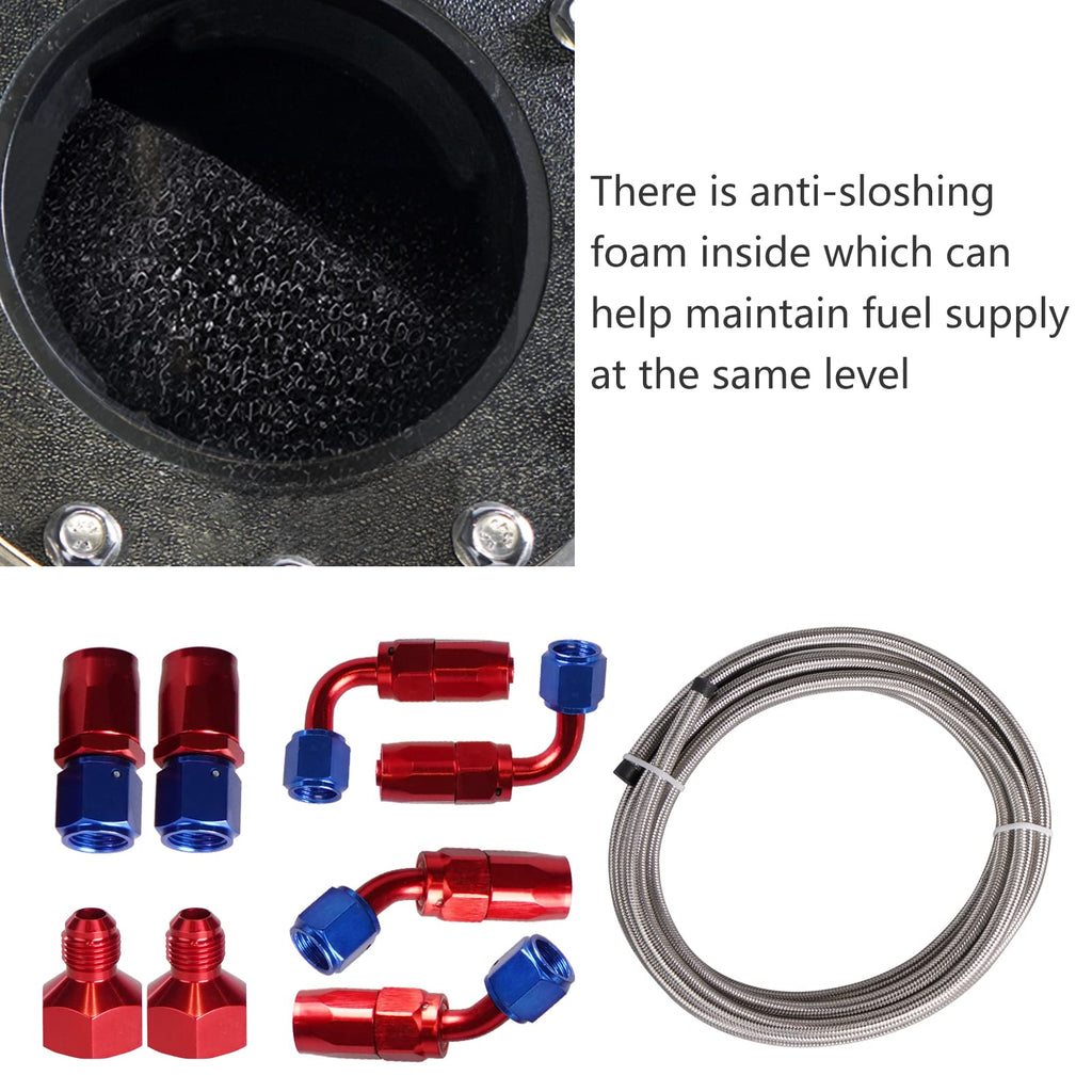 5 Gallon 20L Polished Aluminum Fuel Cell Tank with Cap Level Sender Oil Feed Line M893453