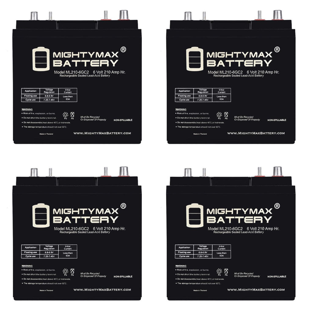 6V 210AH Dual Terminal SLA Replacement Battery 4 Pack F49231