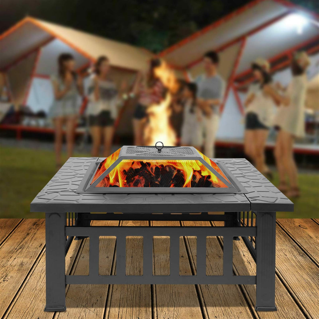 32 Inch Square Wood Burning Iron Fire Pit T110339