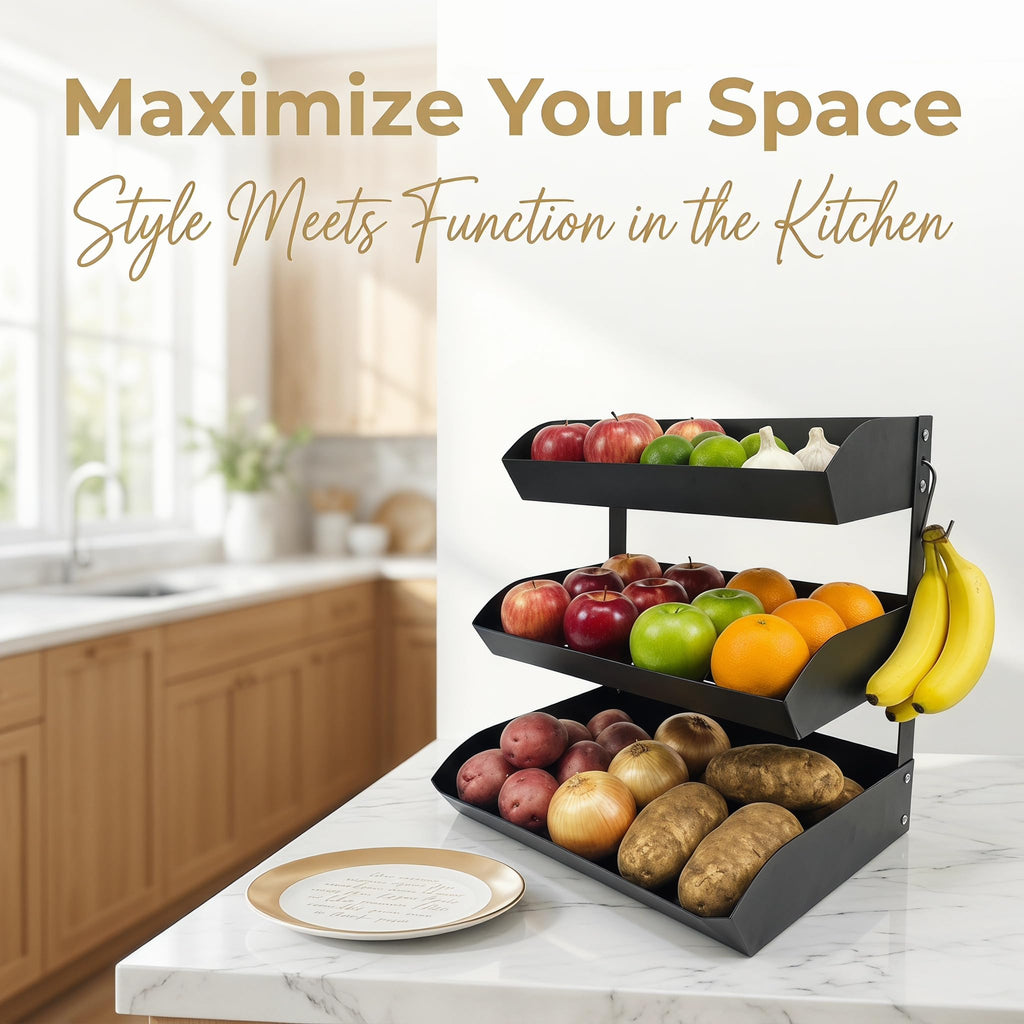 3-Tier Metal Fruit Basket with Banana Holder N395629